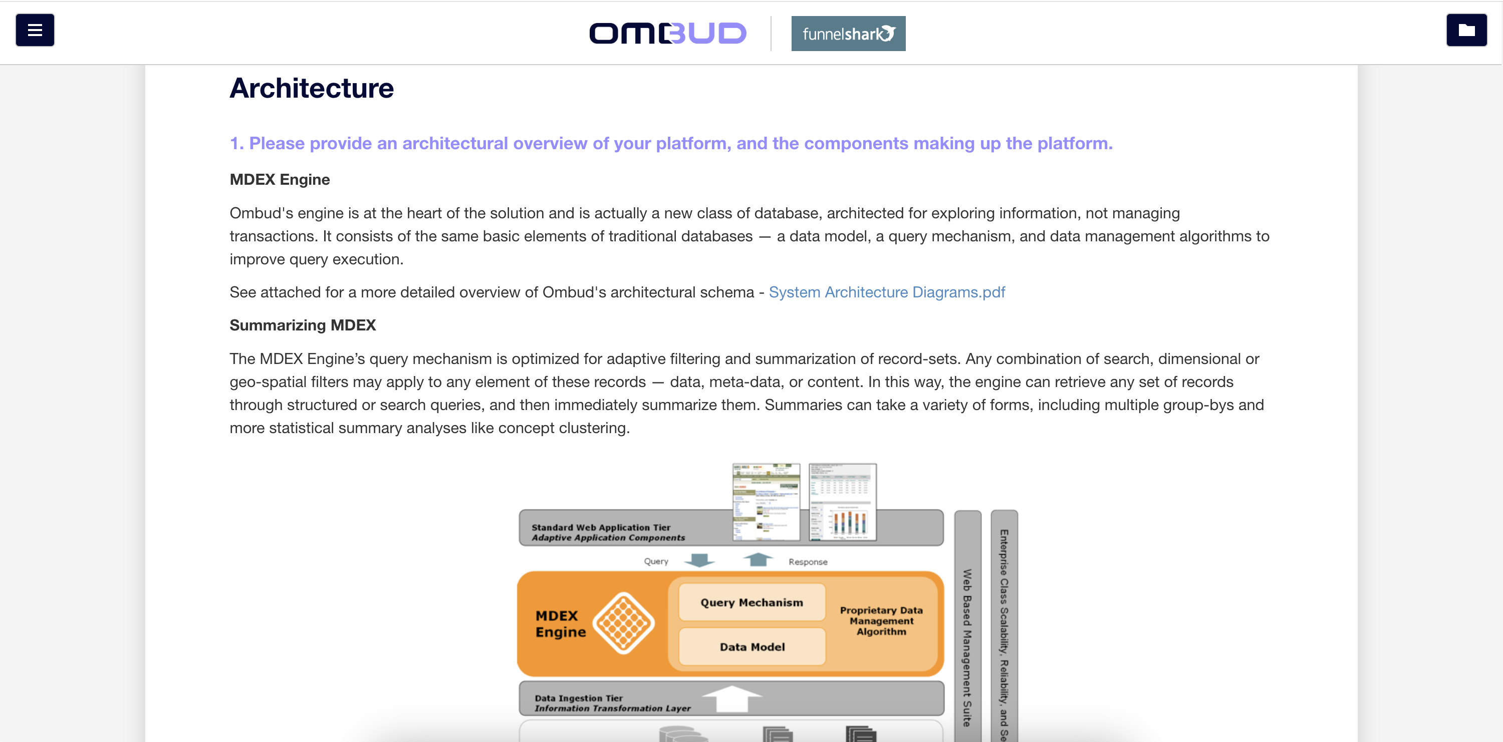 Ombud Webview delivery, providing the prospect or client with a read-only online dataroom delivery. Additional export capabilities for original document or branded template.