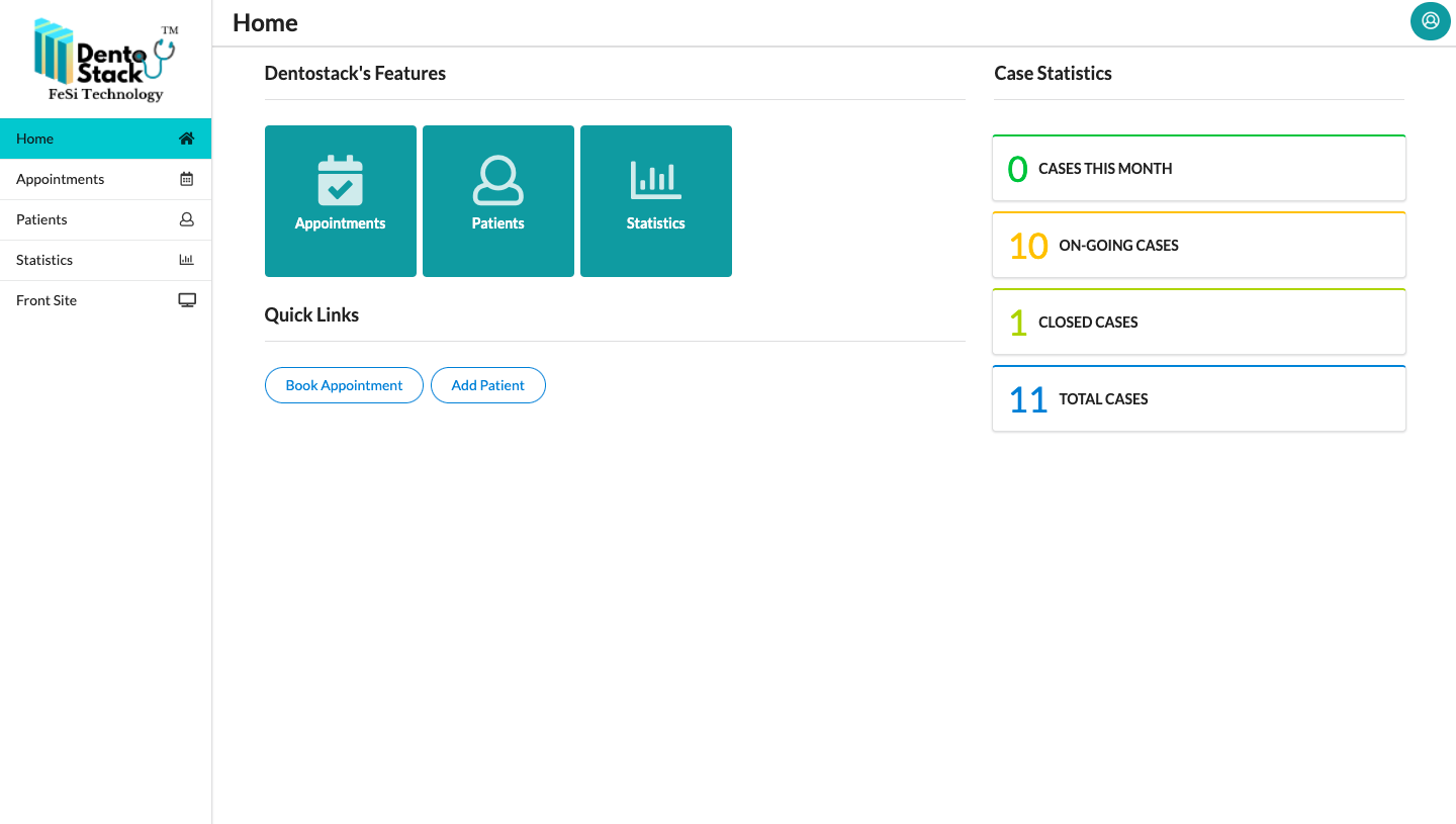 Dentostack screenshot: Dentostack dashboard