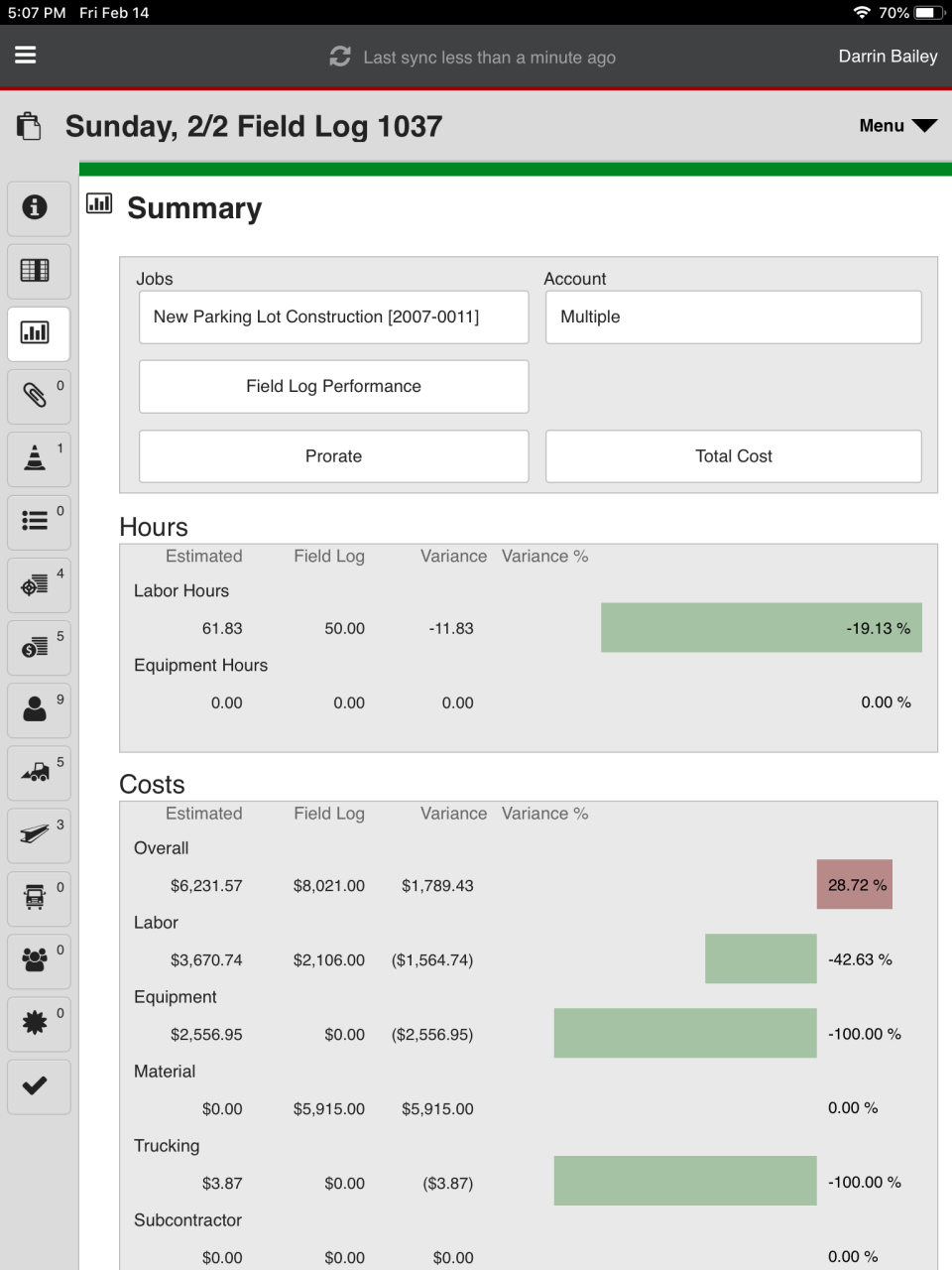 B2W Track Software - B2W Track performance summary