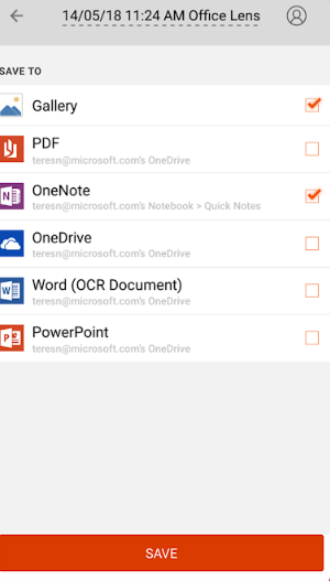 Microsoft Office Lens Software - Microsoft Office Lens save and access data anywhere screenshot