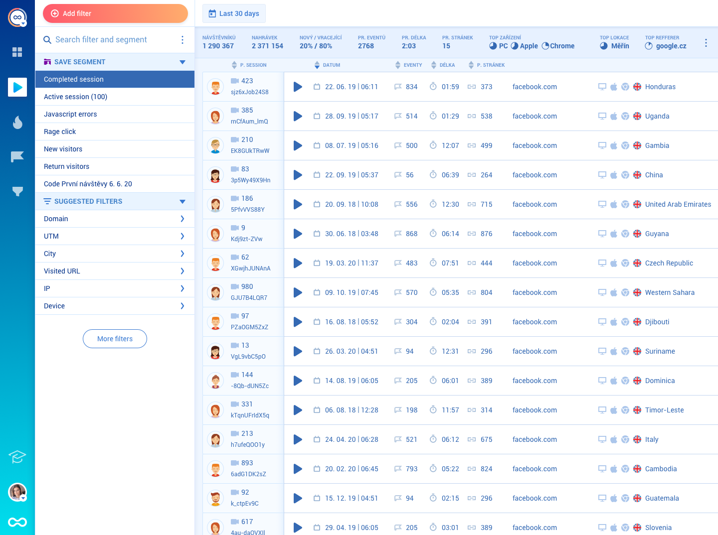 Smartlook Software - Recordings