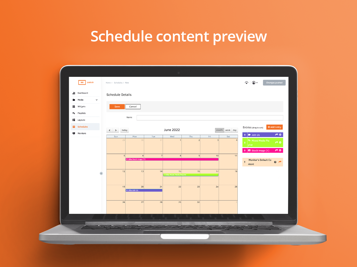 Yodeck Software - Yodeck schedule content