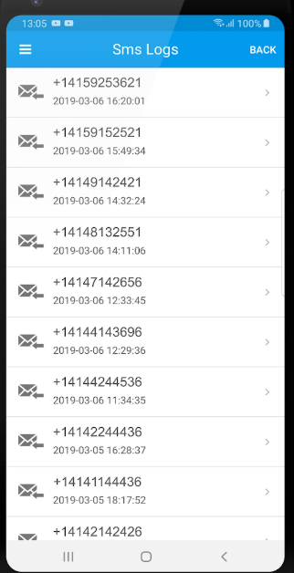 TheOneSpy SMS logs