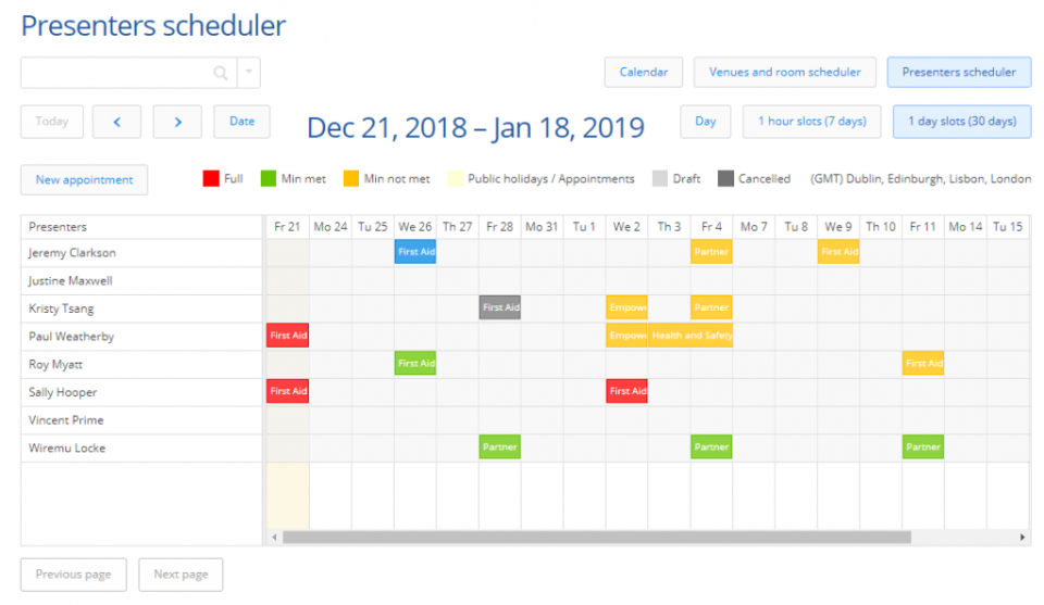 Arlo for Training Providers Software - Arlo - training calendar