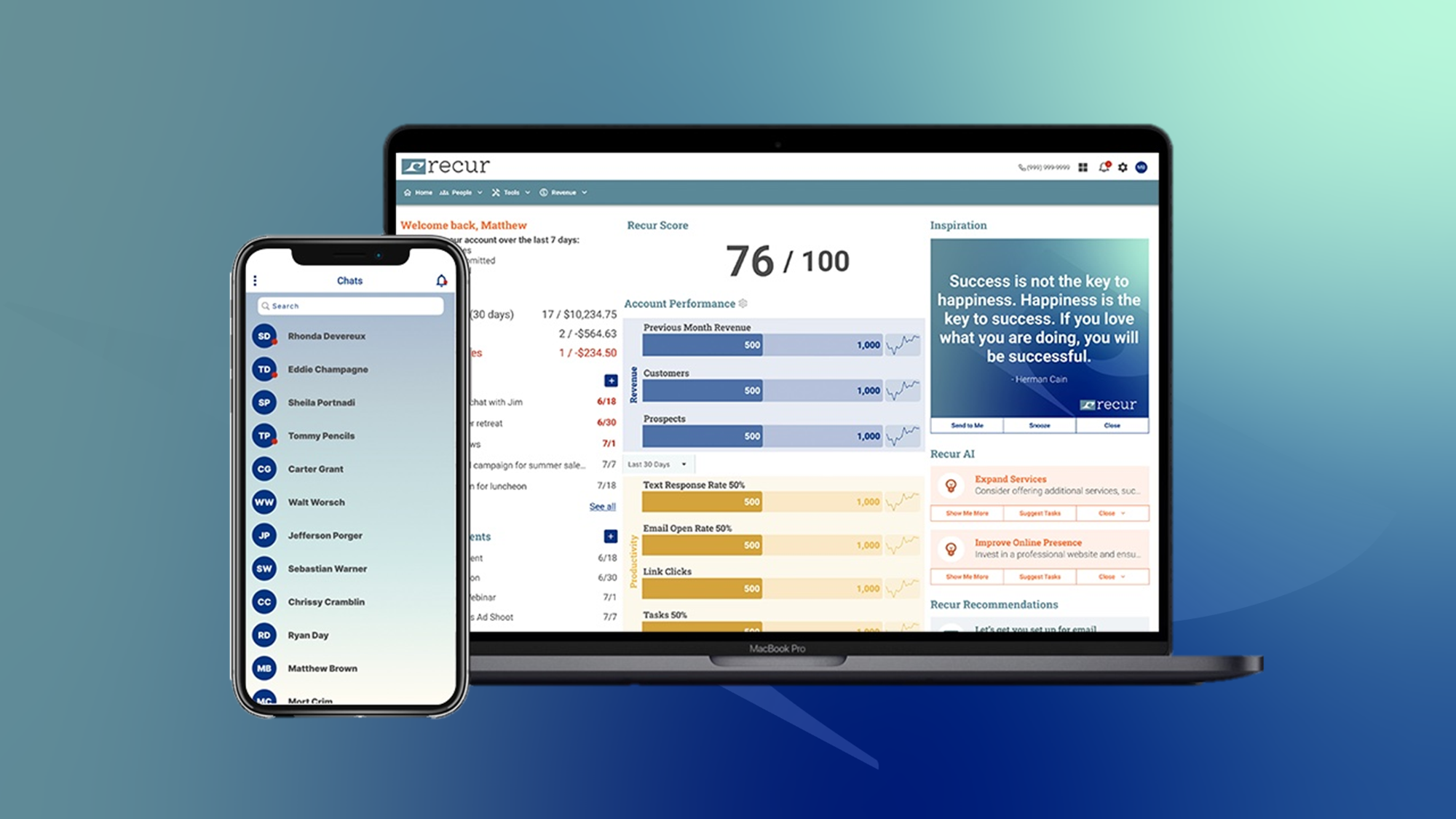 Recur screenshot: Optimize recurring revenue with Recur