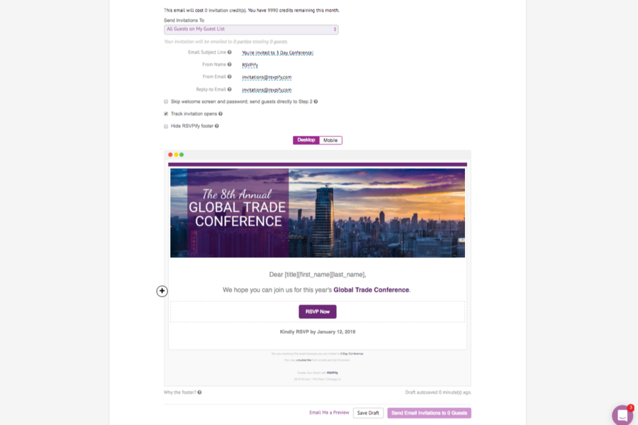 RSVPify screenshot email invitations