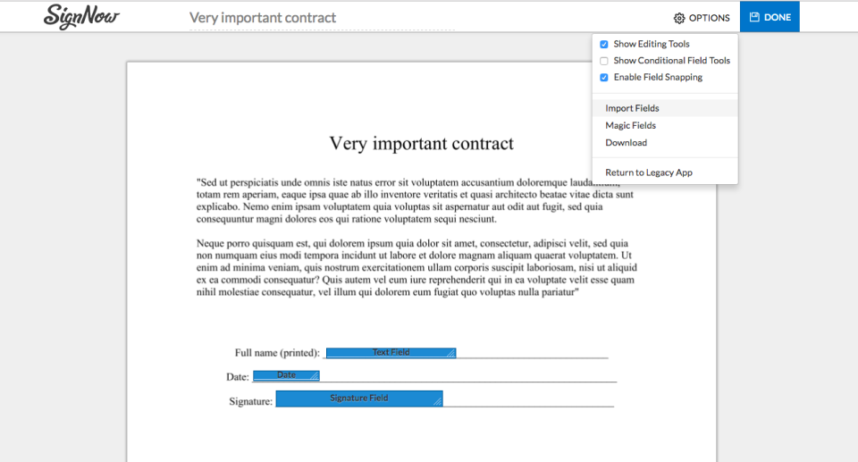 Users can add a range of fields to turn documents into fillable forms