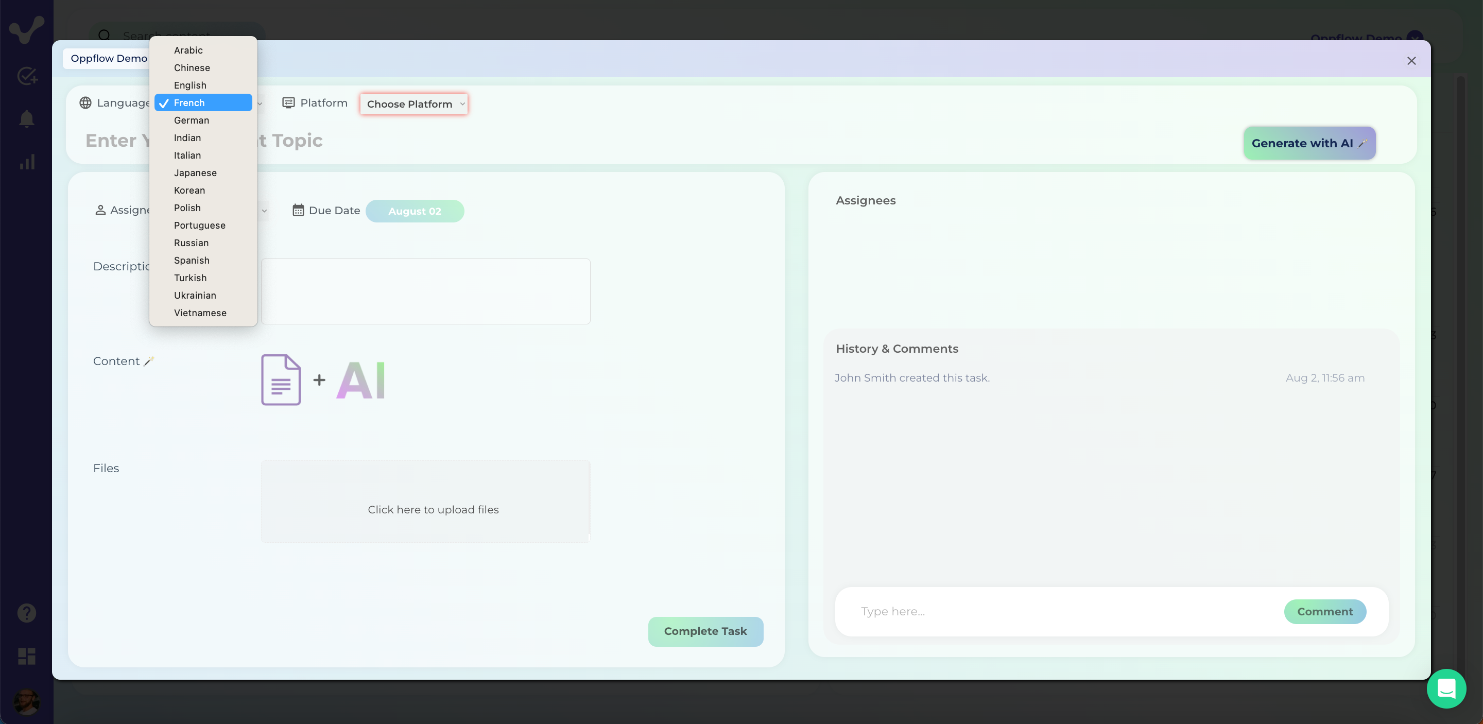 Oppflow screenshot: OppflowTask Management