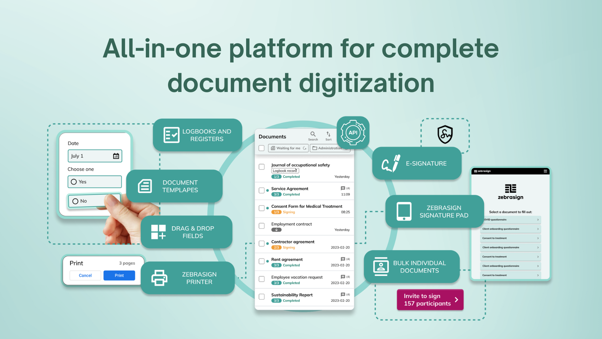 ZebraSign screenshot: ZebraSign document management system