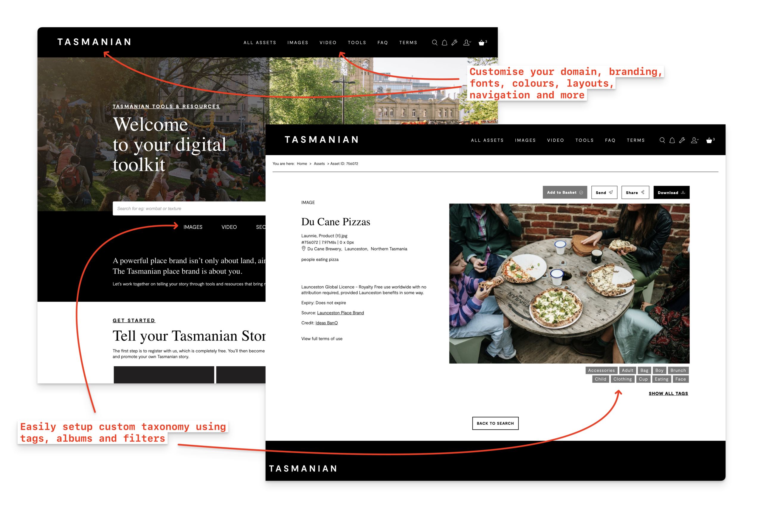 Brandkit screenshot: An Example of a custom Brand Portal example for Brand Tasmania - The Tasmanian Partner Toolkit