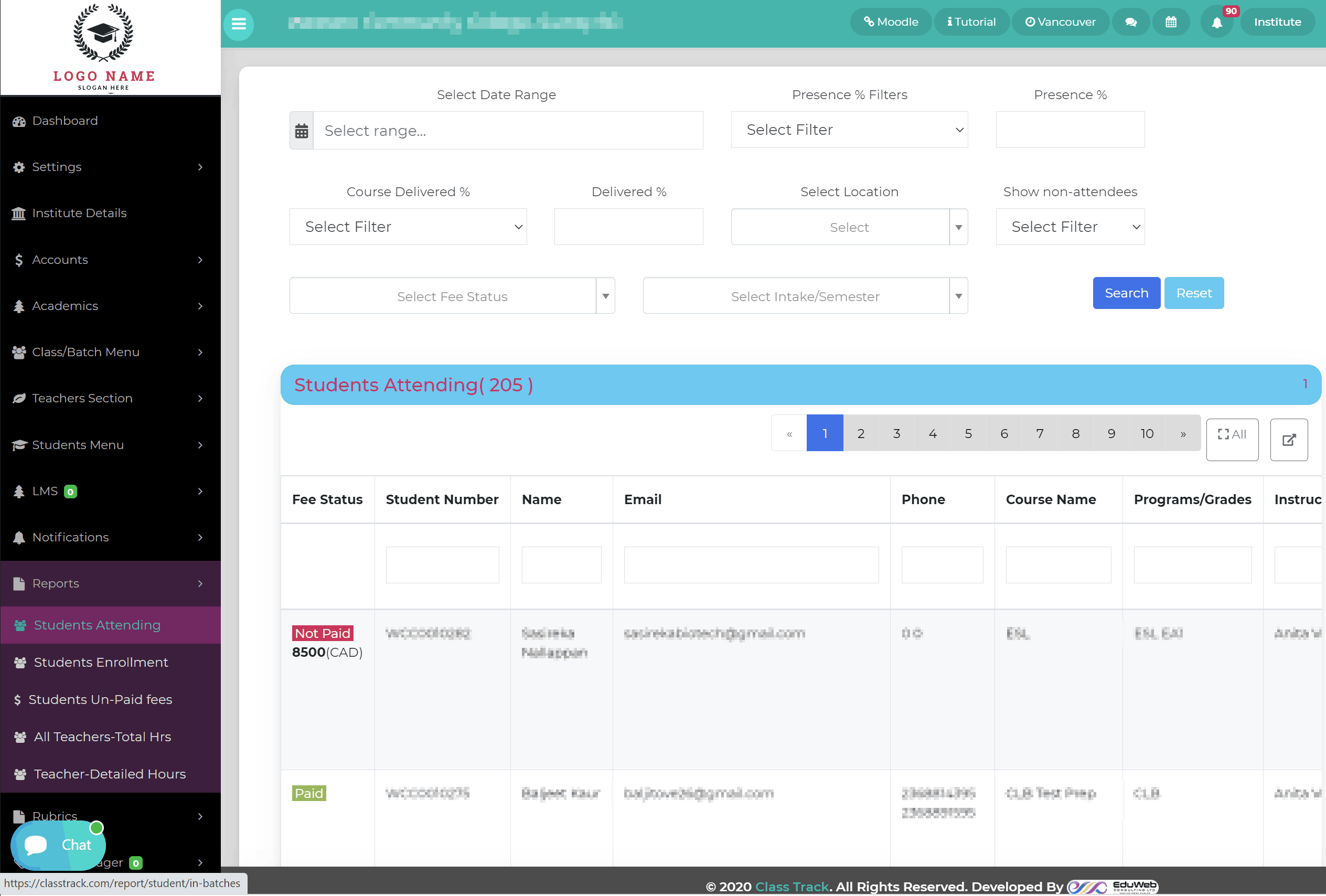 ClassTrack Software - Reporting