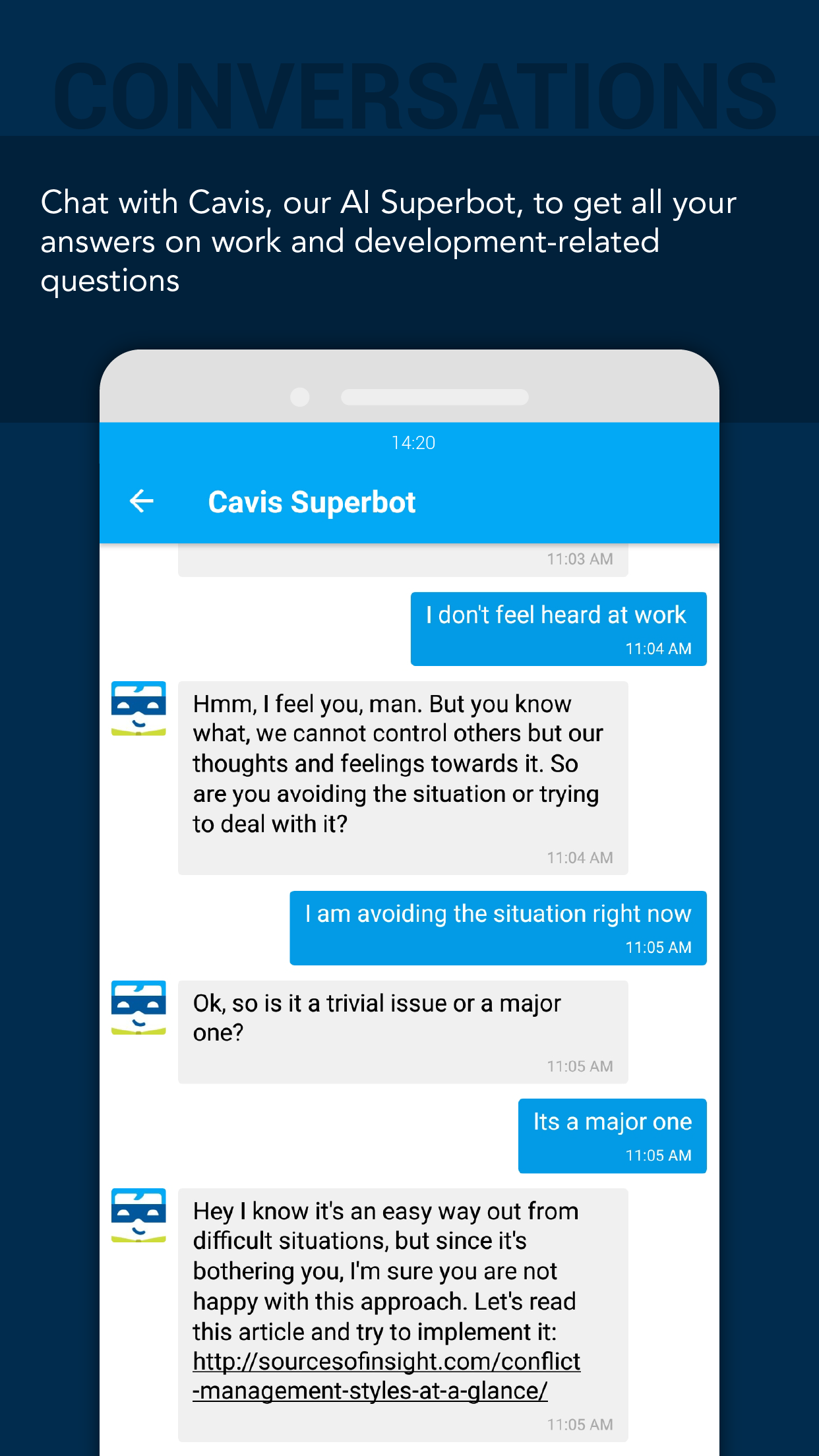 Chat with Cavis, the AI superbot to get answers to developmental-related questions