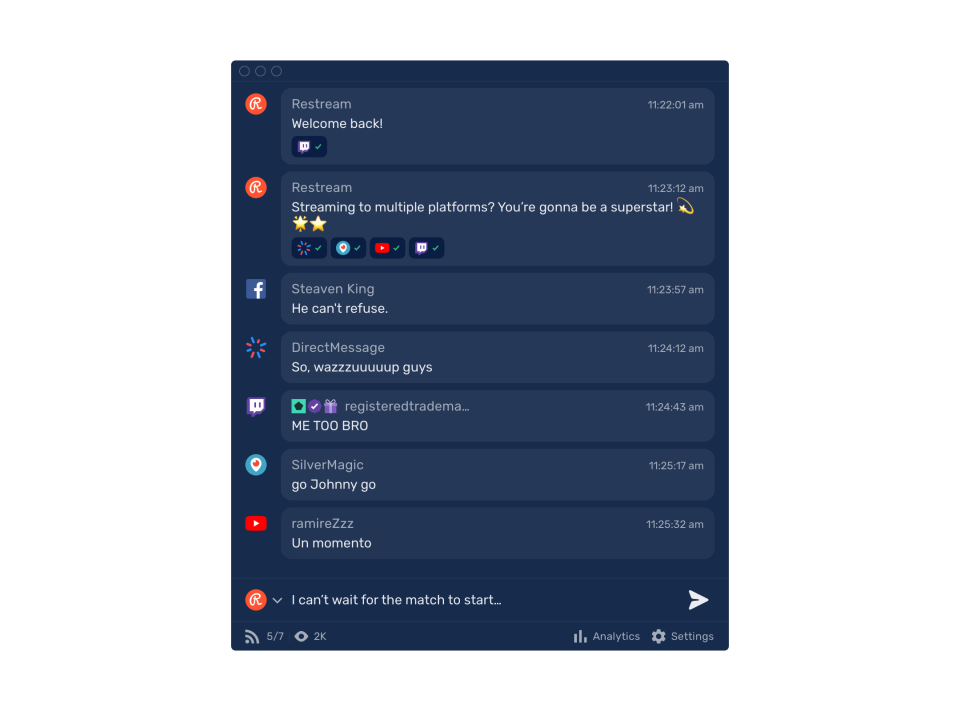 Restream multi-platform chat box