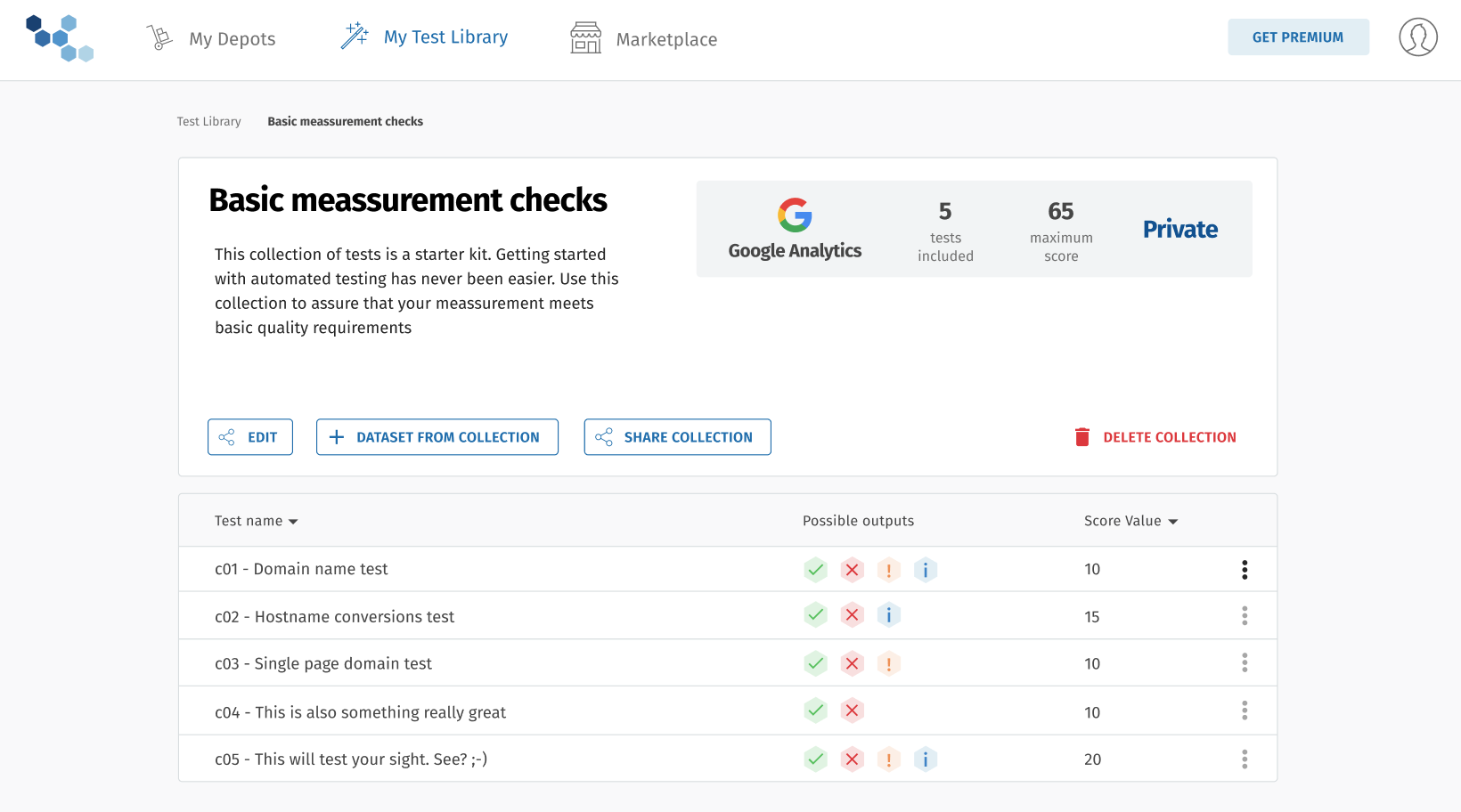 Waaila screenshot: Waaila test list