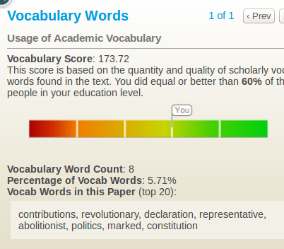 PaperRater vocabulary scoring