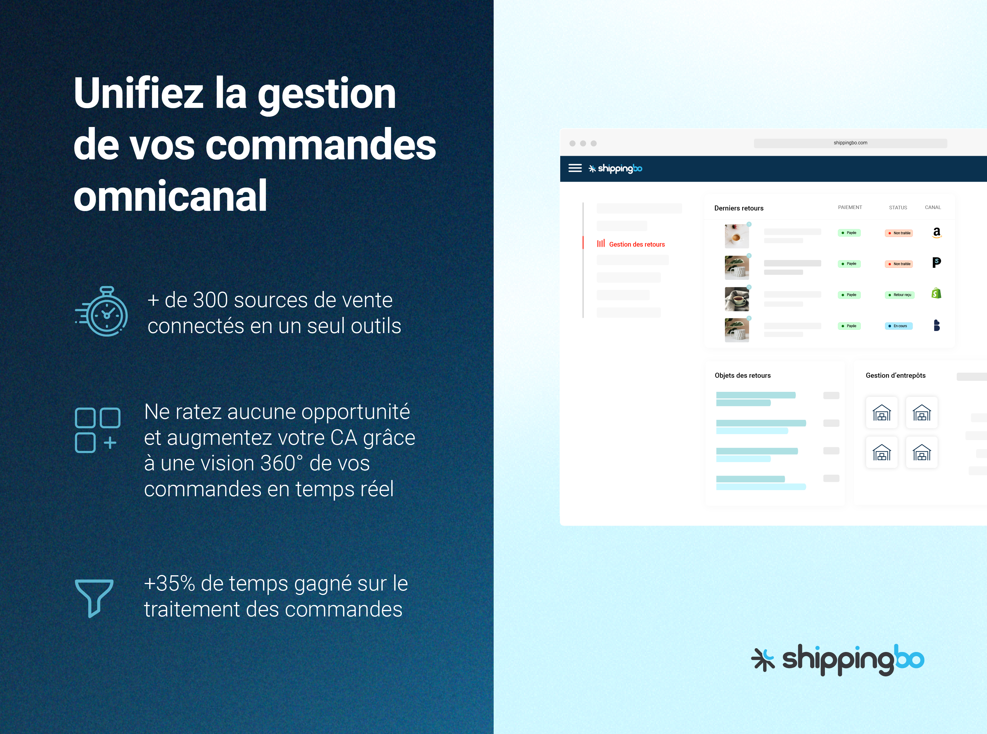 Shippingbo screenshot: Unifiez la gestion de vos commandes omnicanal