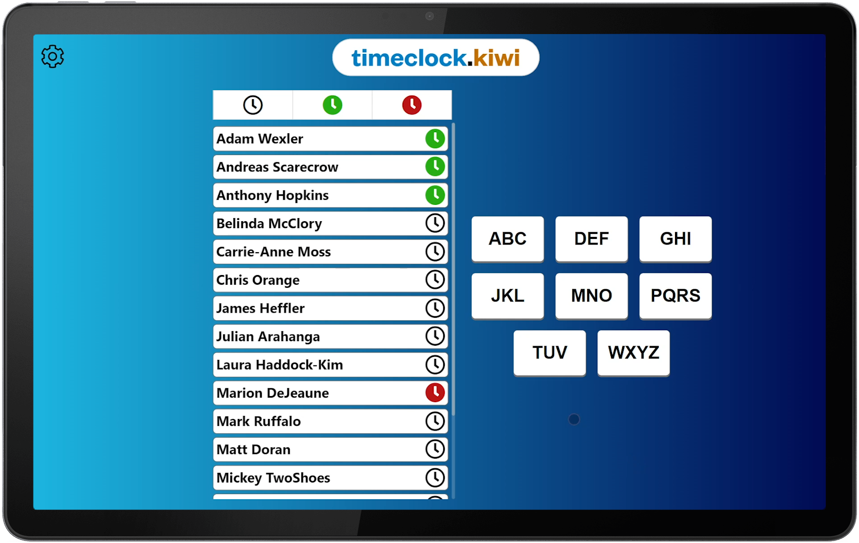Timeclock Kiosk with simple filter