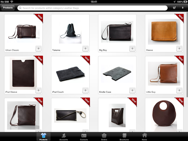 Onsight screenshot: Product catalogue