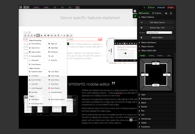 rgeEditor screenshot: rgeEditor offers true WYSIWYG editing from within CMS systems