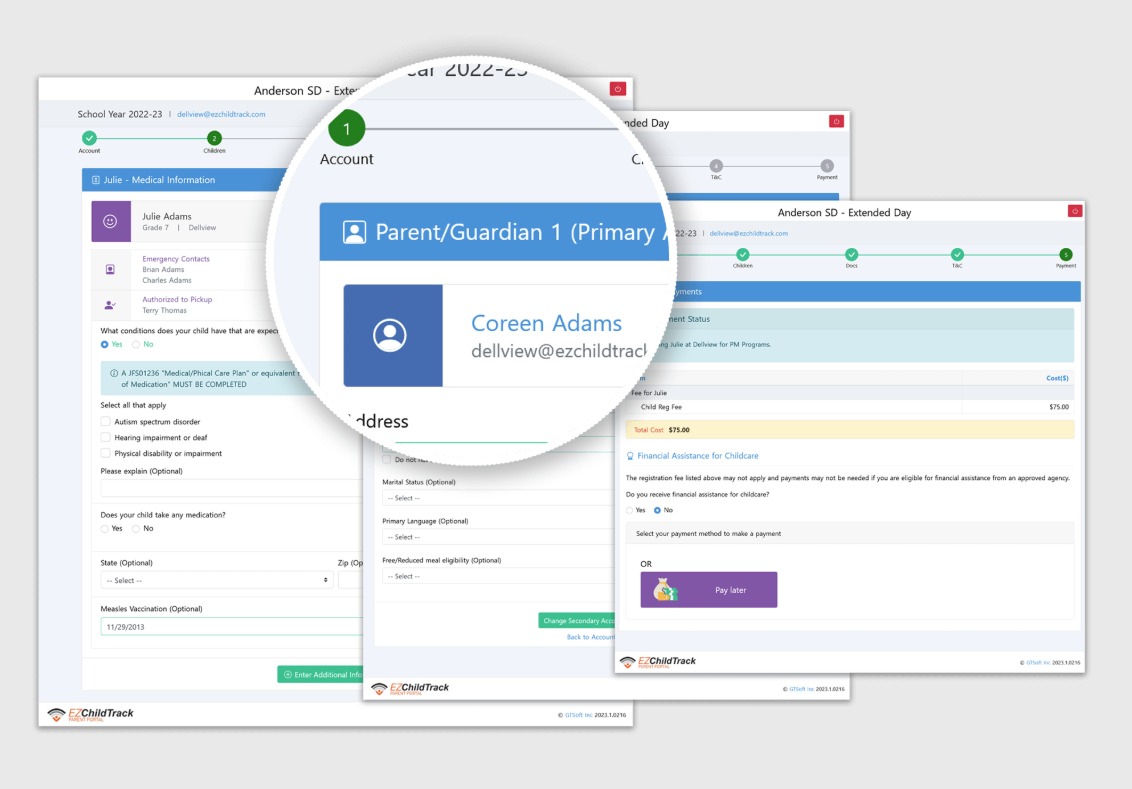 EZChildTrack Software - EZChildTrack create account and add details