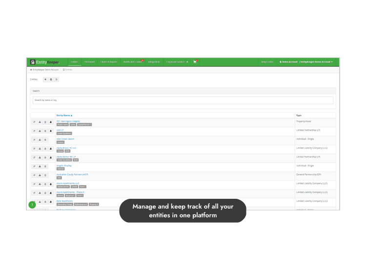 EntityKeeper screenshot: Centralize entity data across your organization.