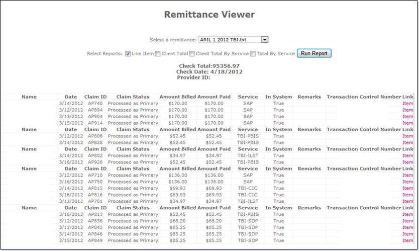 Remittance viewer
