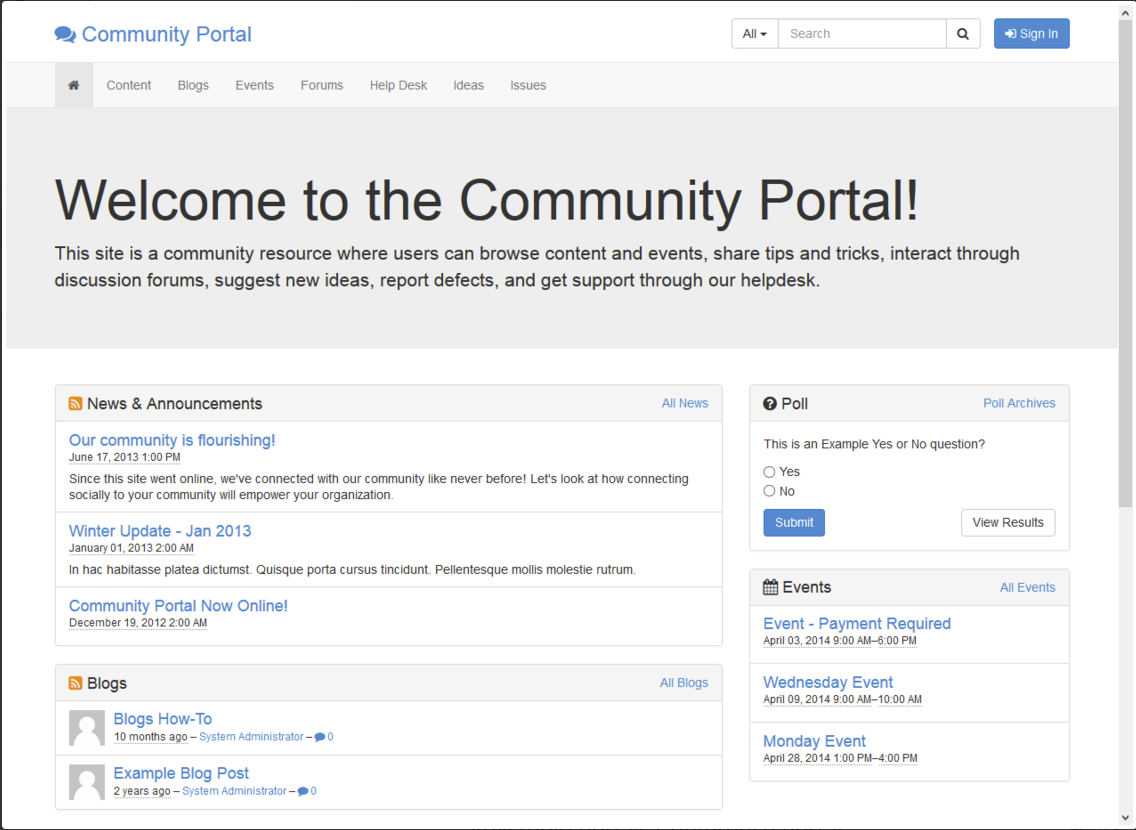 Adxstudio Portals screenshot: The Adxstudio Portals community portal is where users can find content, share tips, and interact through discussion forums