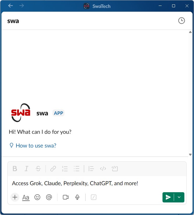 Swa screenshot: Swa chat