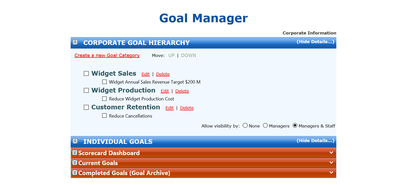 Goal manager