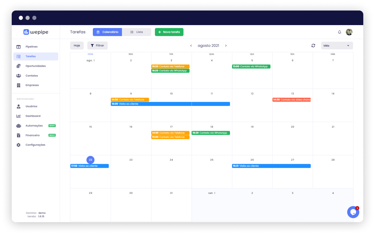 Create tasks with colors, states and follow on calendar.