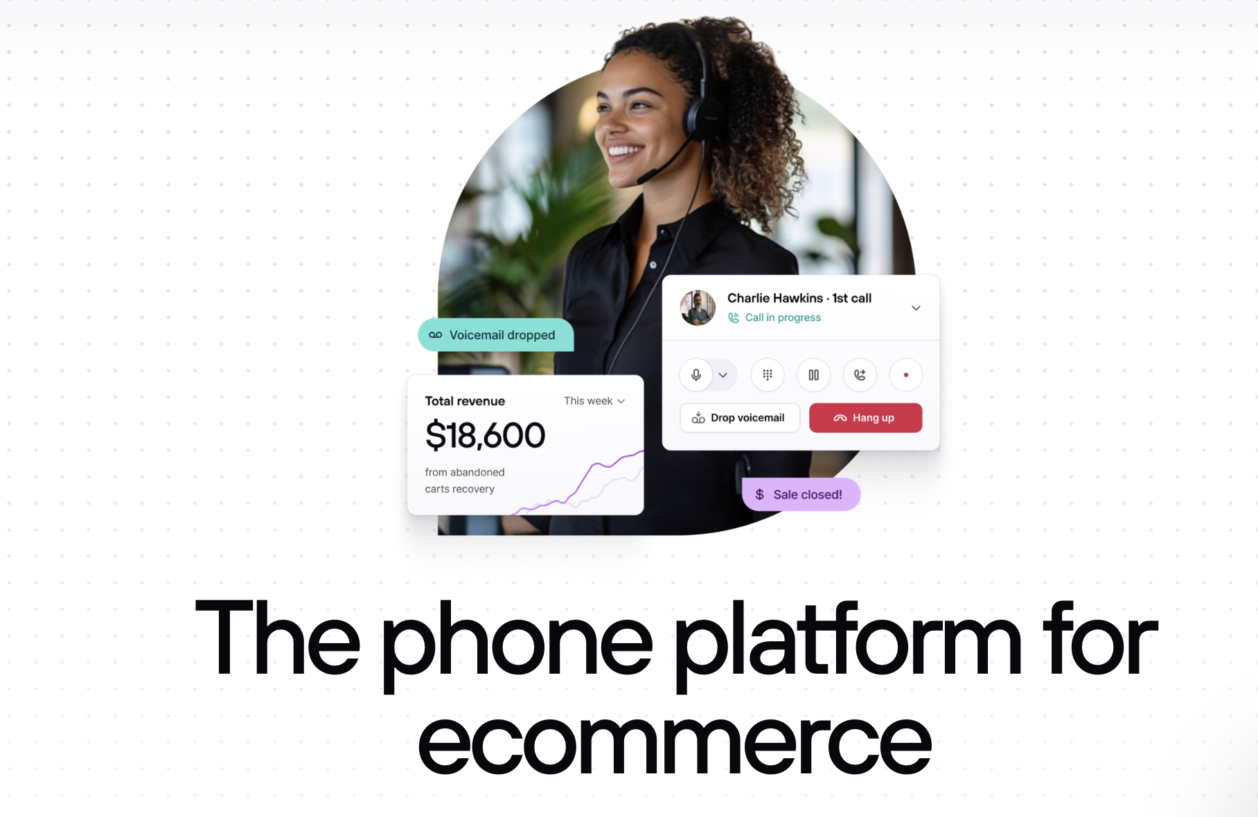Consio screenshot: Consio is the AI-powered phone platform for Shopify brands combining outbound sales campaigns, 24/7 AI inbound calls, and built-in SMS to turn every conversation into measurable ecommerce revenue.