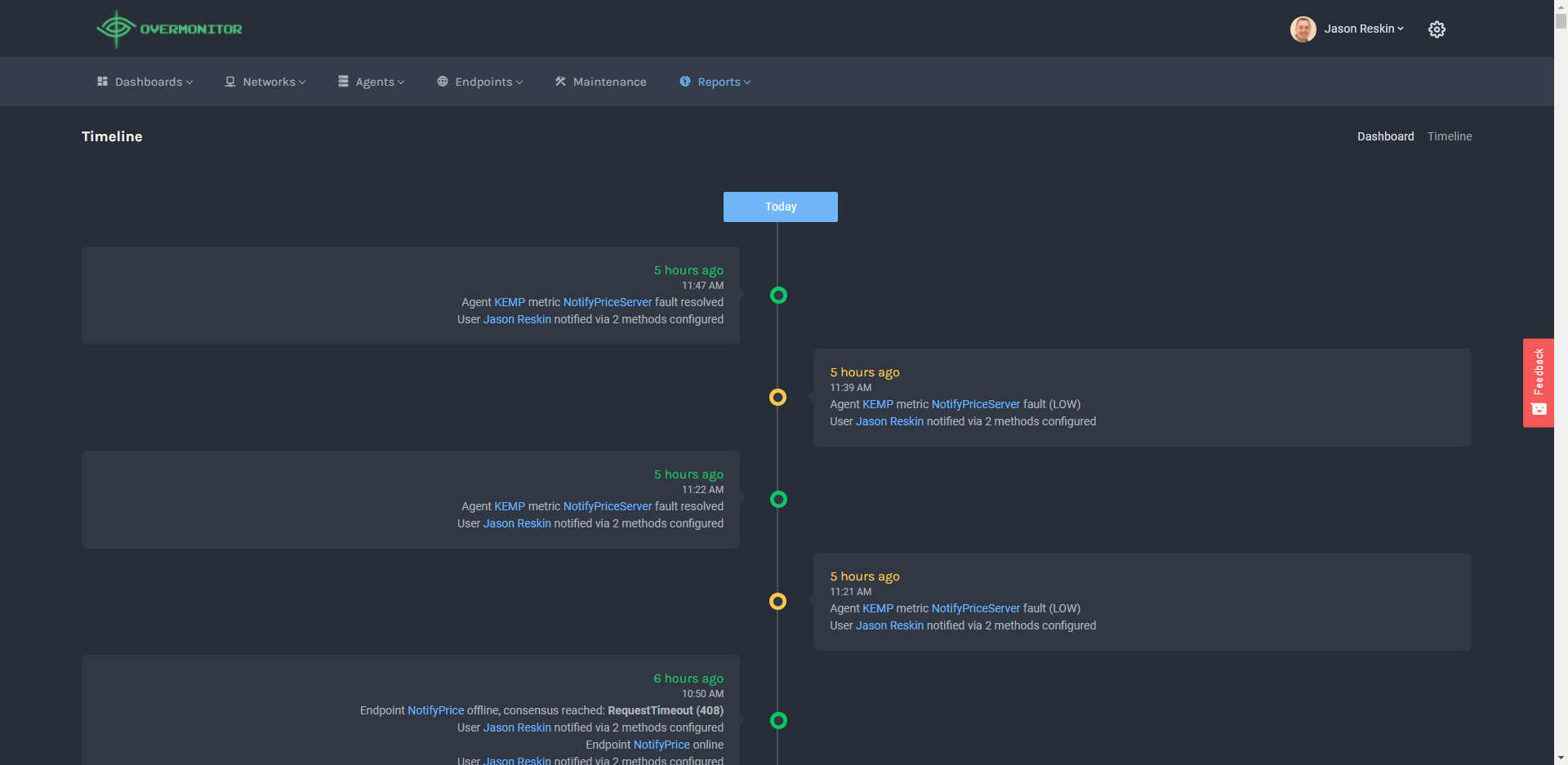 Overmonitor Software - Timeline Report