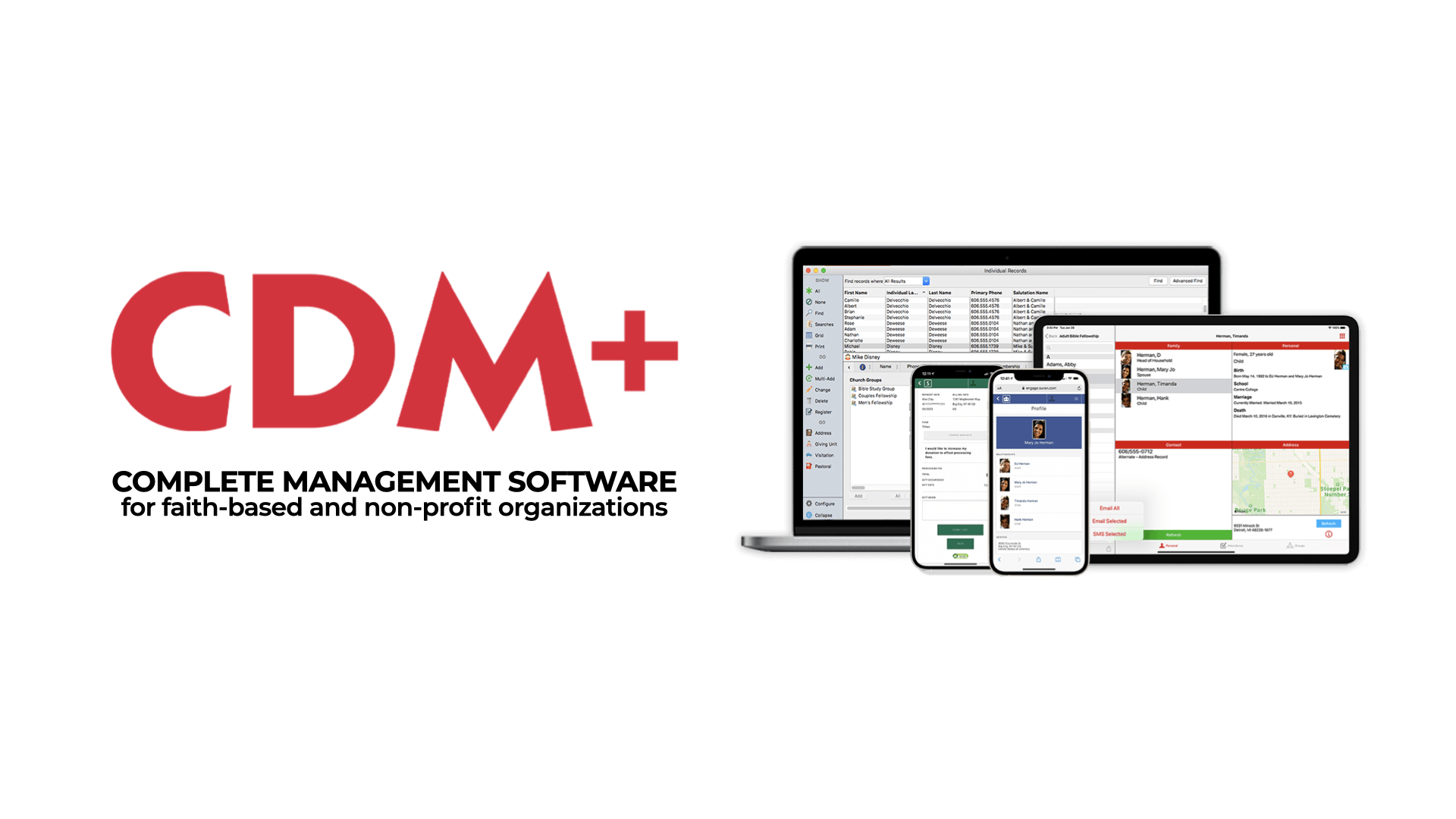 Manage finances, staff, events, facilities, members, and giving all in one flexible platform.