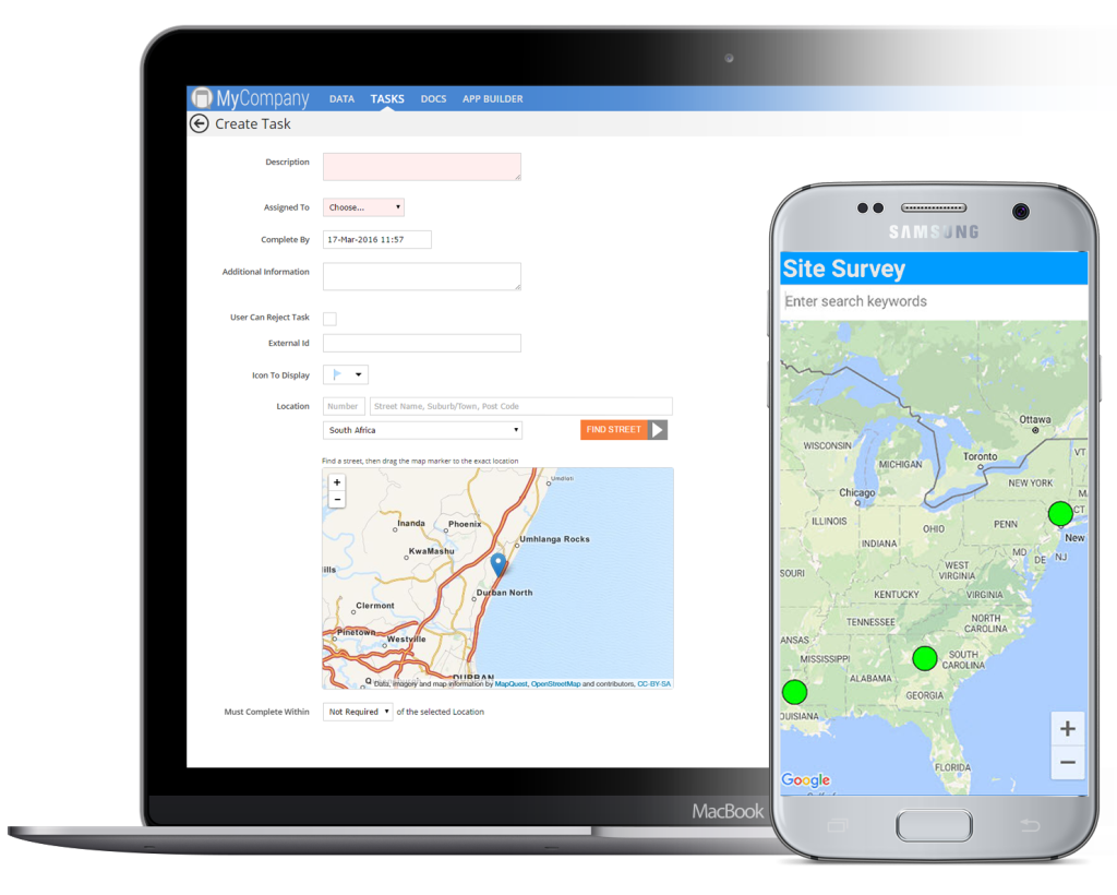 Centralized task dispatch features include the ability to make templates out of common jobs, send free text instructions, documents, forms and more