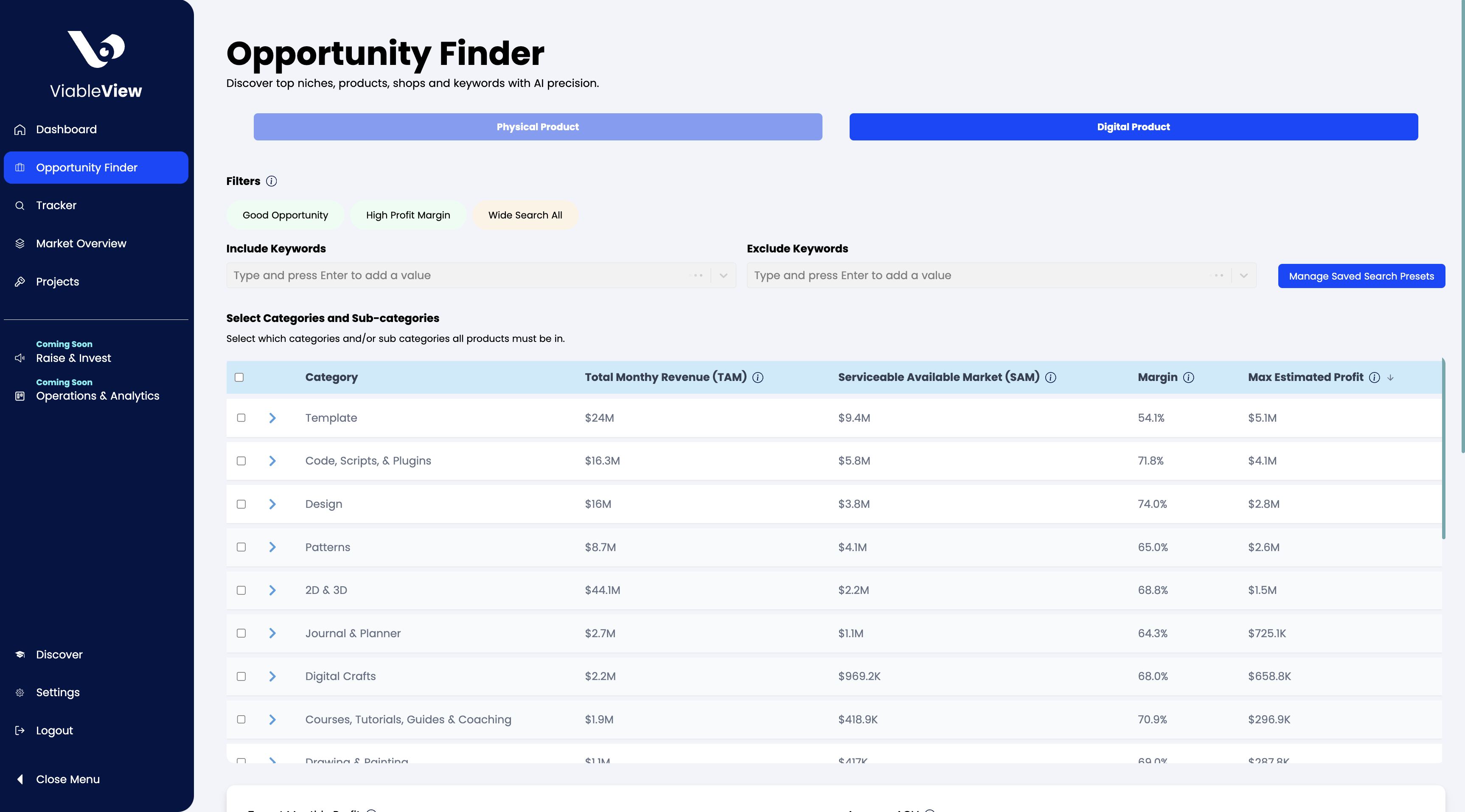 ViableView screenshot: ViableView find opportunities