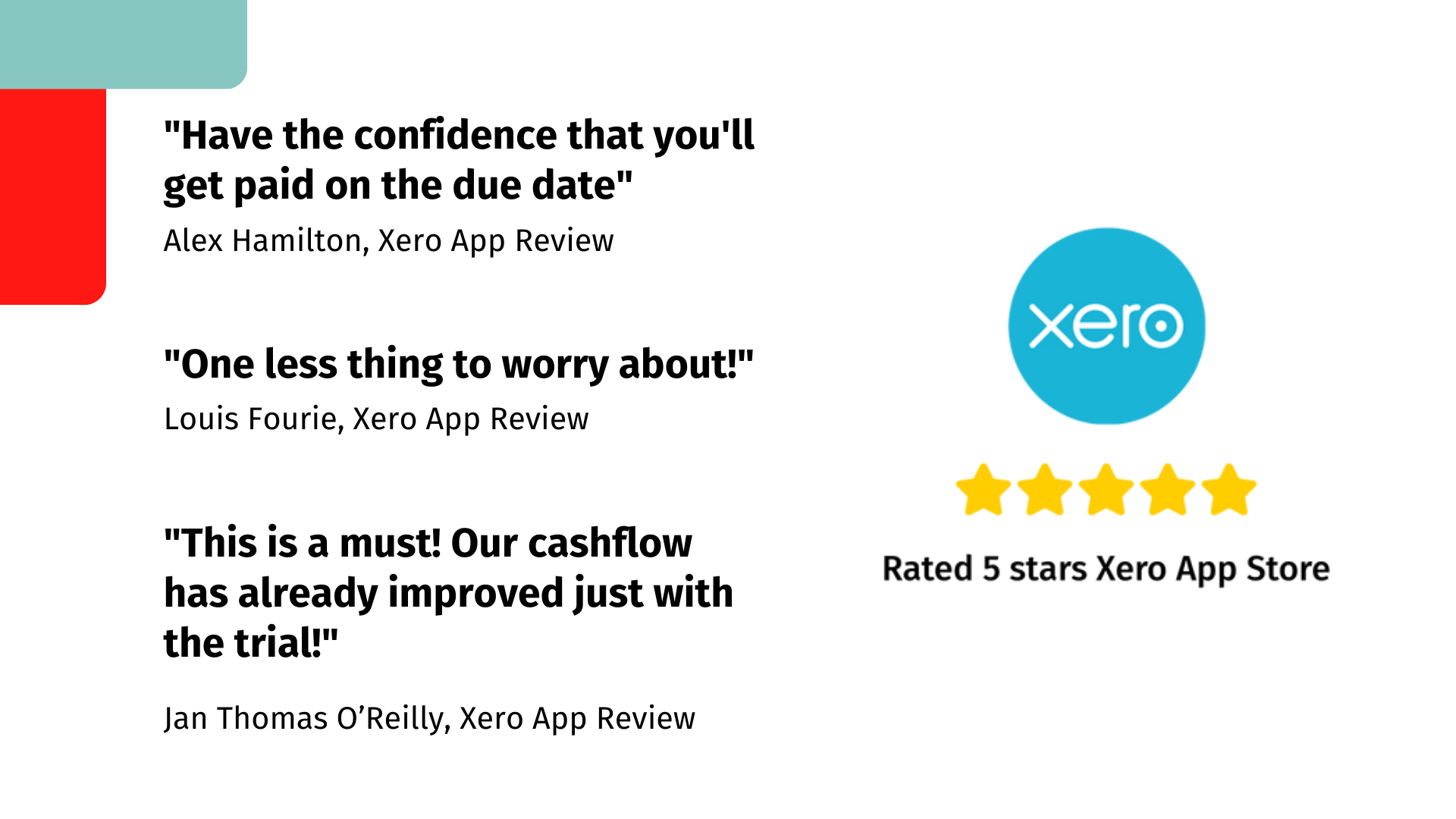 Rated 5 stars on the Xero app store