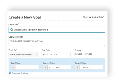 Quantum Workplace goal creation screenshot