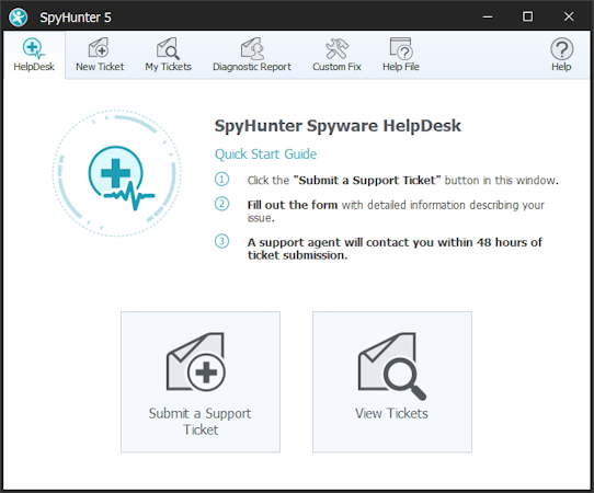 SpyHunter screenshot: SpyHunter SpyWare helpdesk
