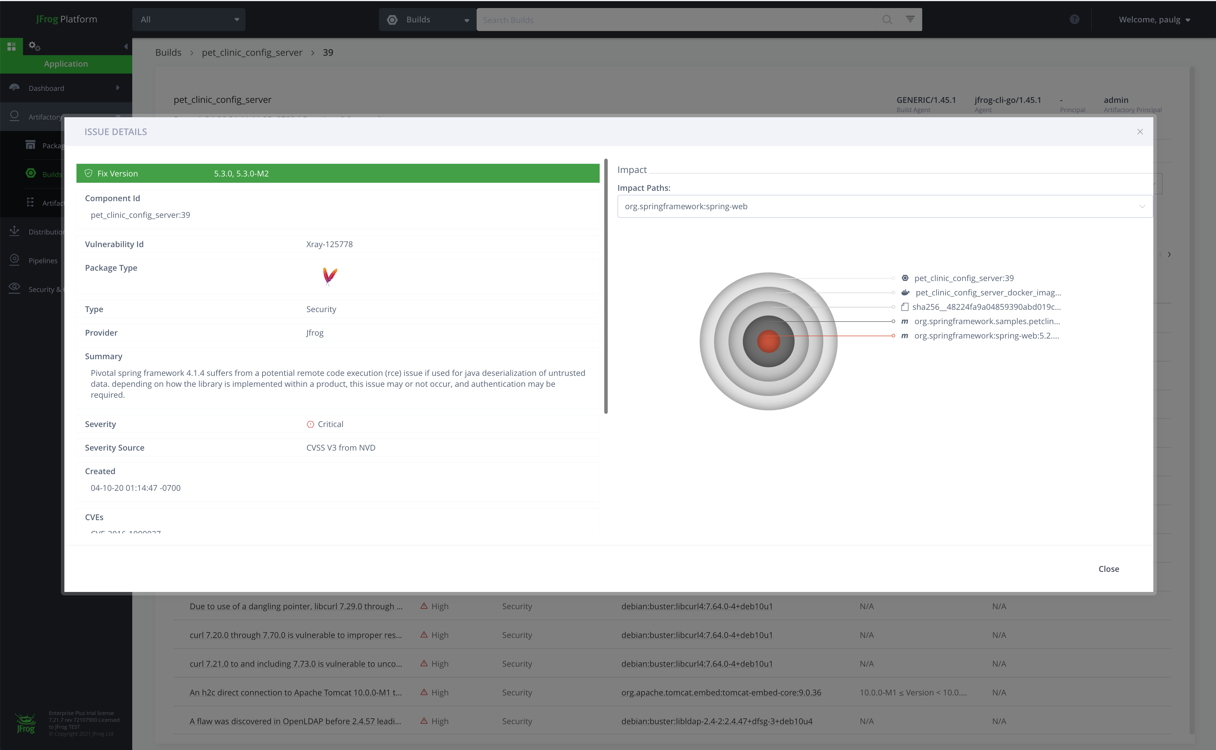 JFrog Xray Software - Xray Vulnerability Discovery and Impact Analysis With Remediation Advice