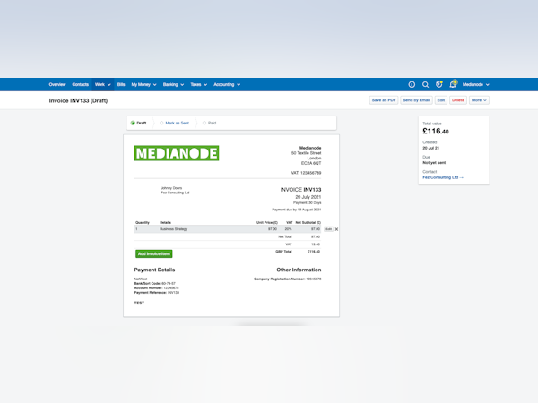 FreeAgent Software - Creating an invoice in FreeAgent