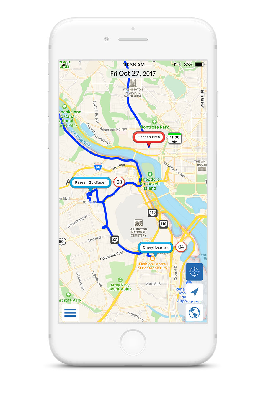 Mapview route management