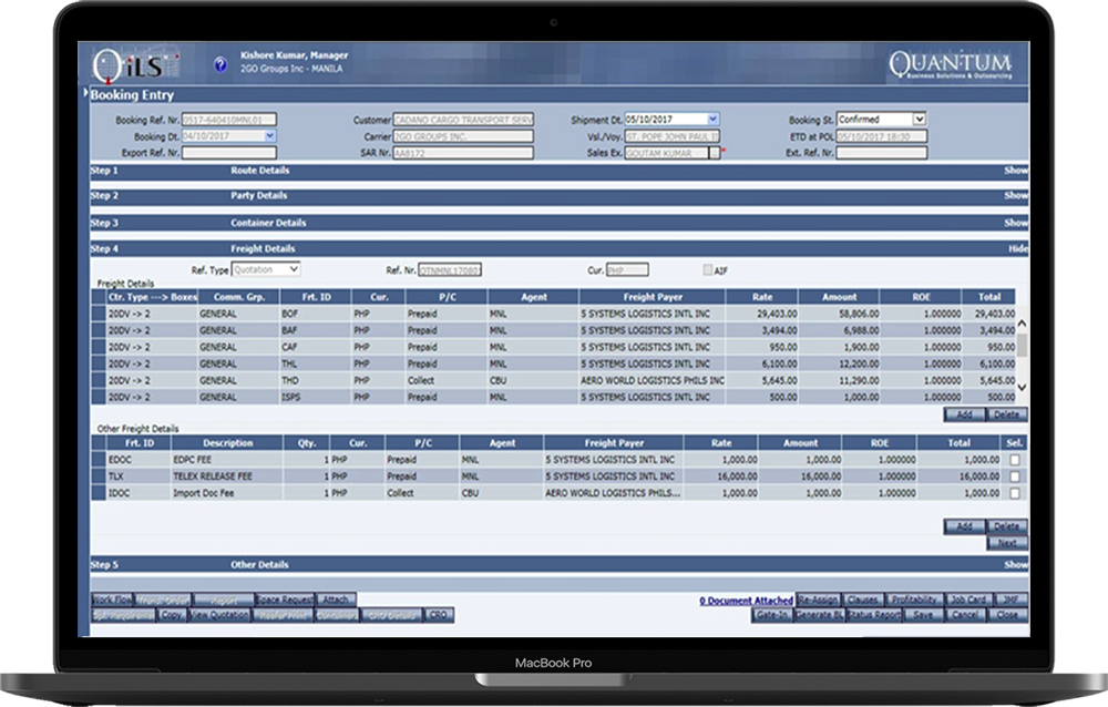 Q-ILS screenshot: Global Liner Shipping