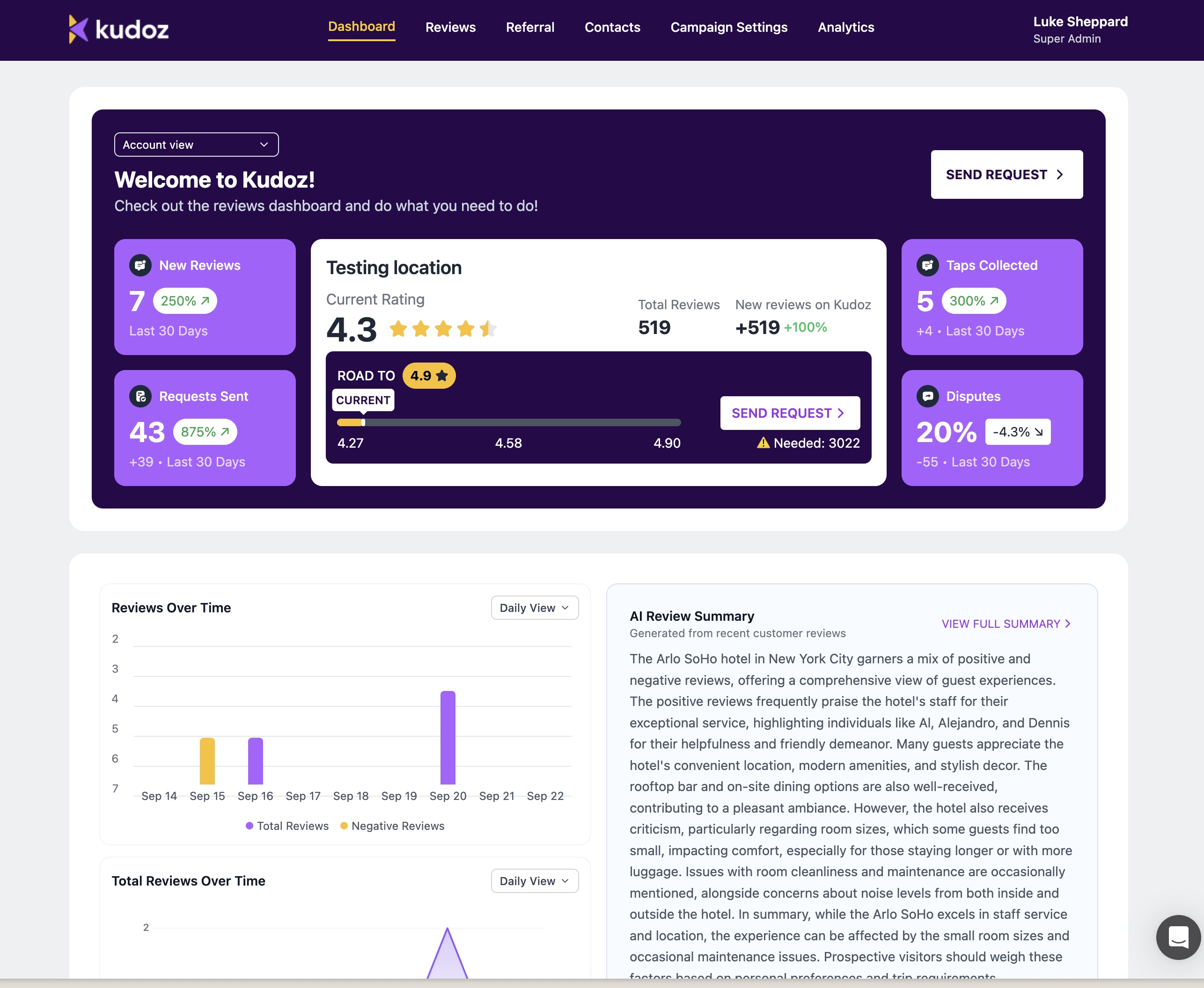 Kudoz screenshot: Kudoz dashboard