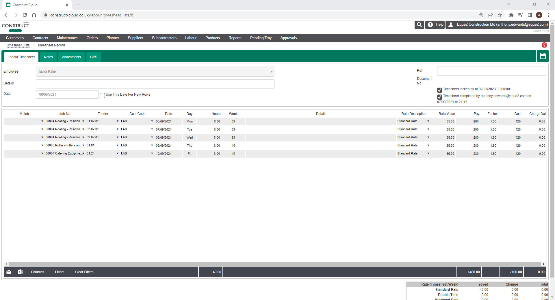 Construct for Sage Software - Batch timesheet management