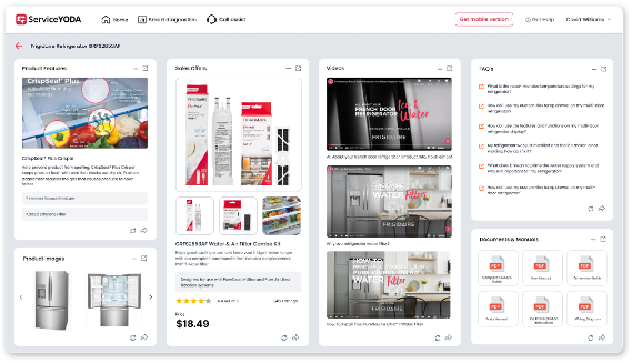 ServiceYoda screenshot: Smart product search
Access all the manuals, specs, FAQ’s videos for an appliance on one screen, save time, get the information you need.