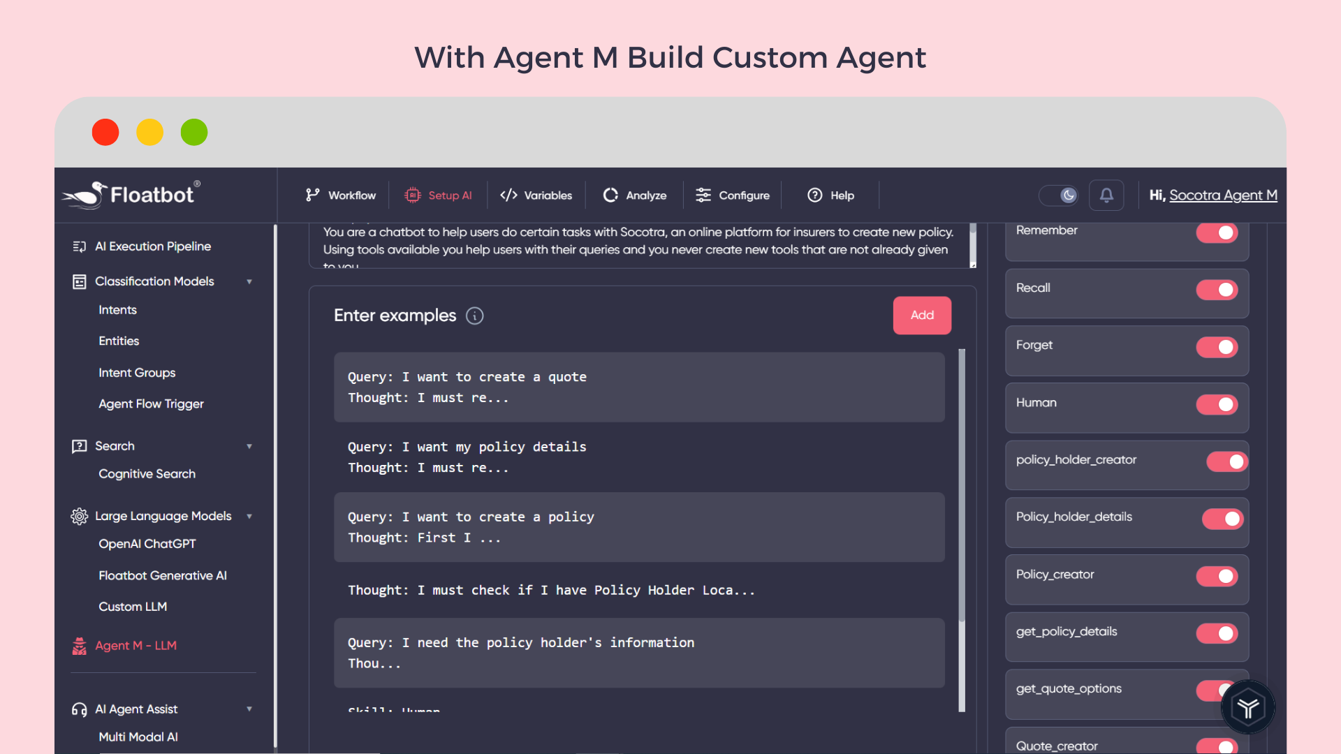 With Agent M Build Custom Agent
