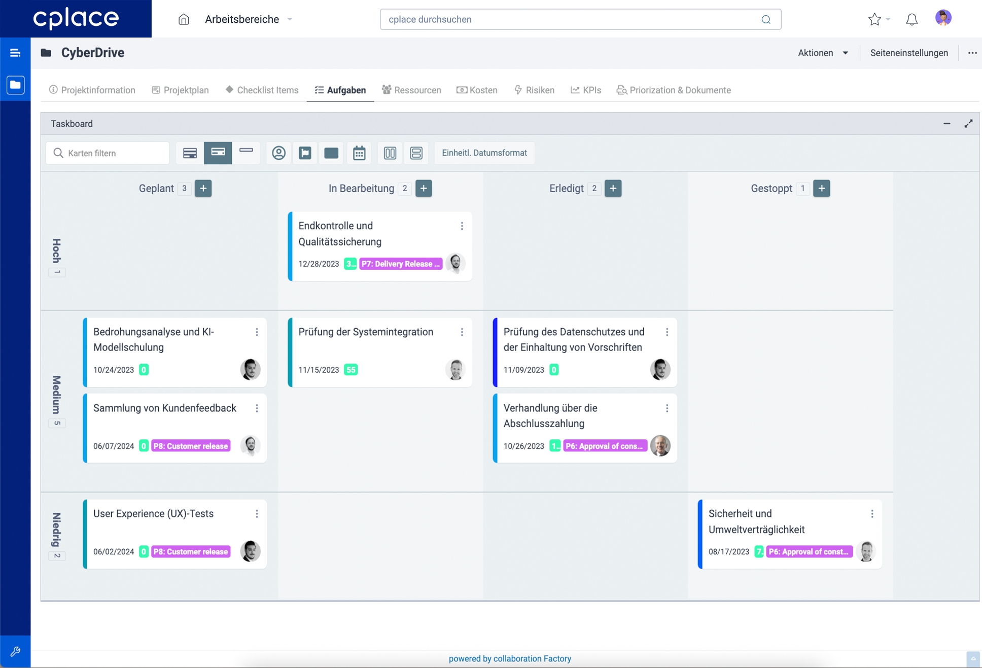 cplace screenshot: cplace enterprise board