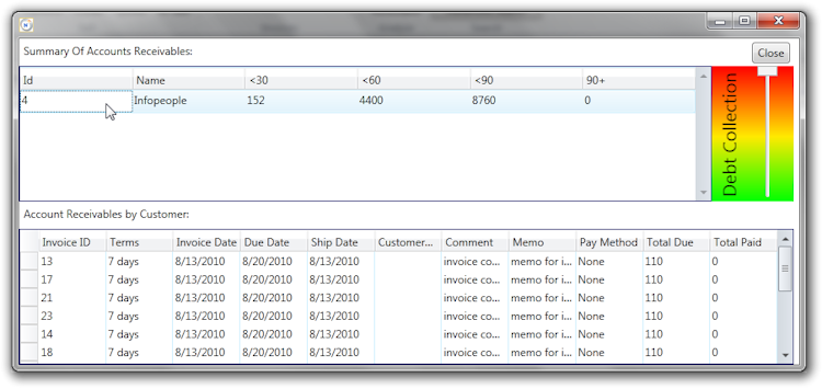 Nominal Accounting screenshot: Analyse Receivables