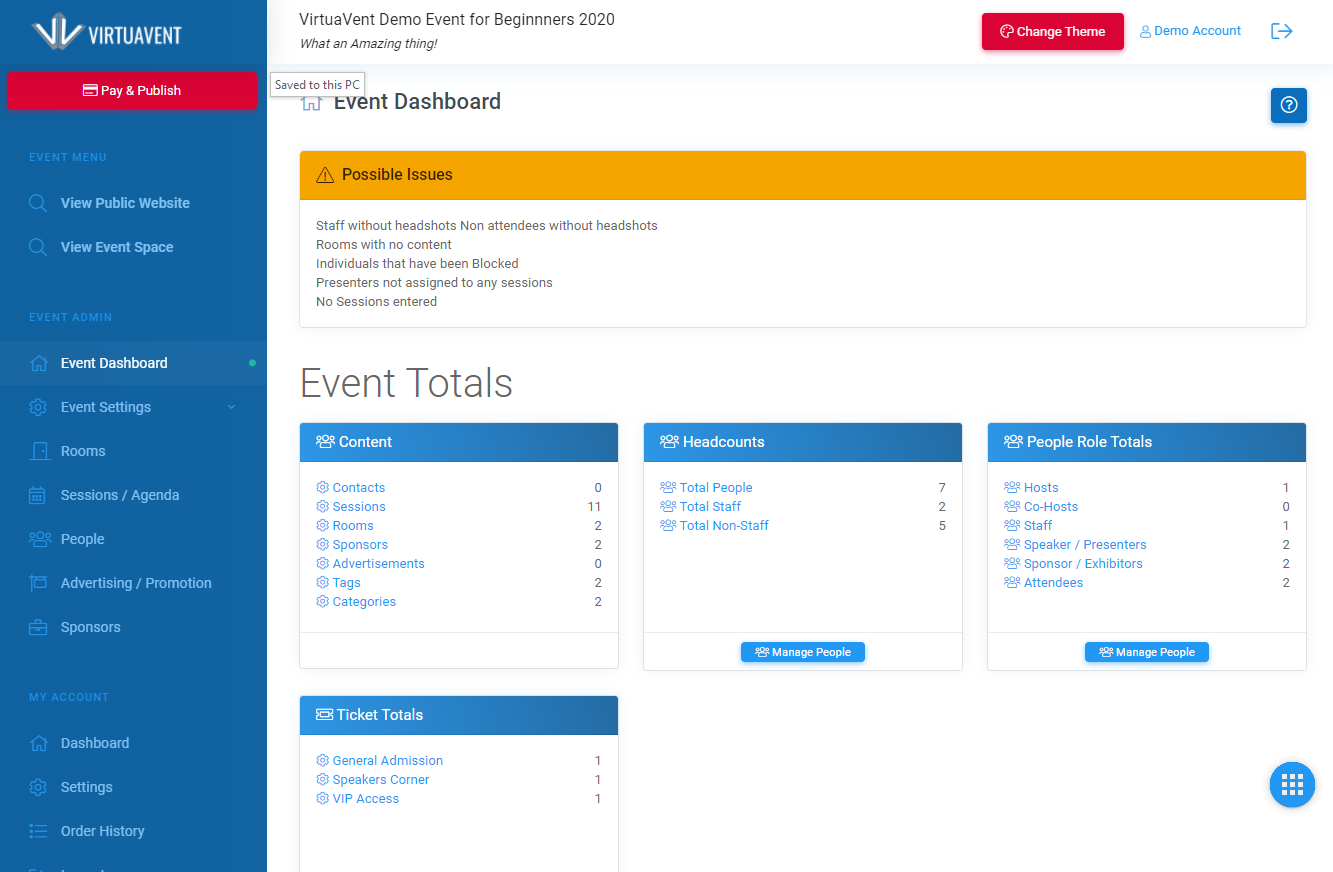 Admin Dashboard - Know everything about your event at-a-glance