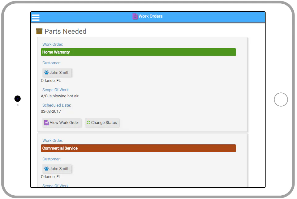 Keep track of work orders